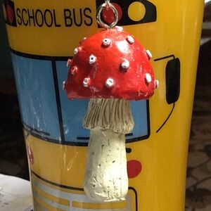 Mushroom Keychain bag Charm retro style handmade